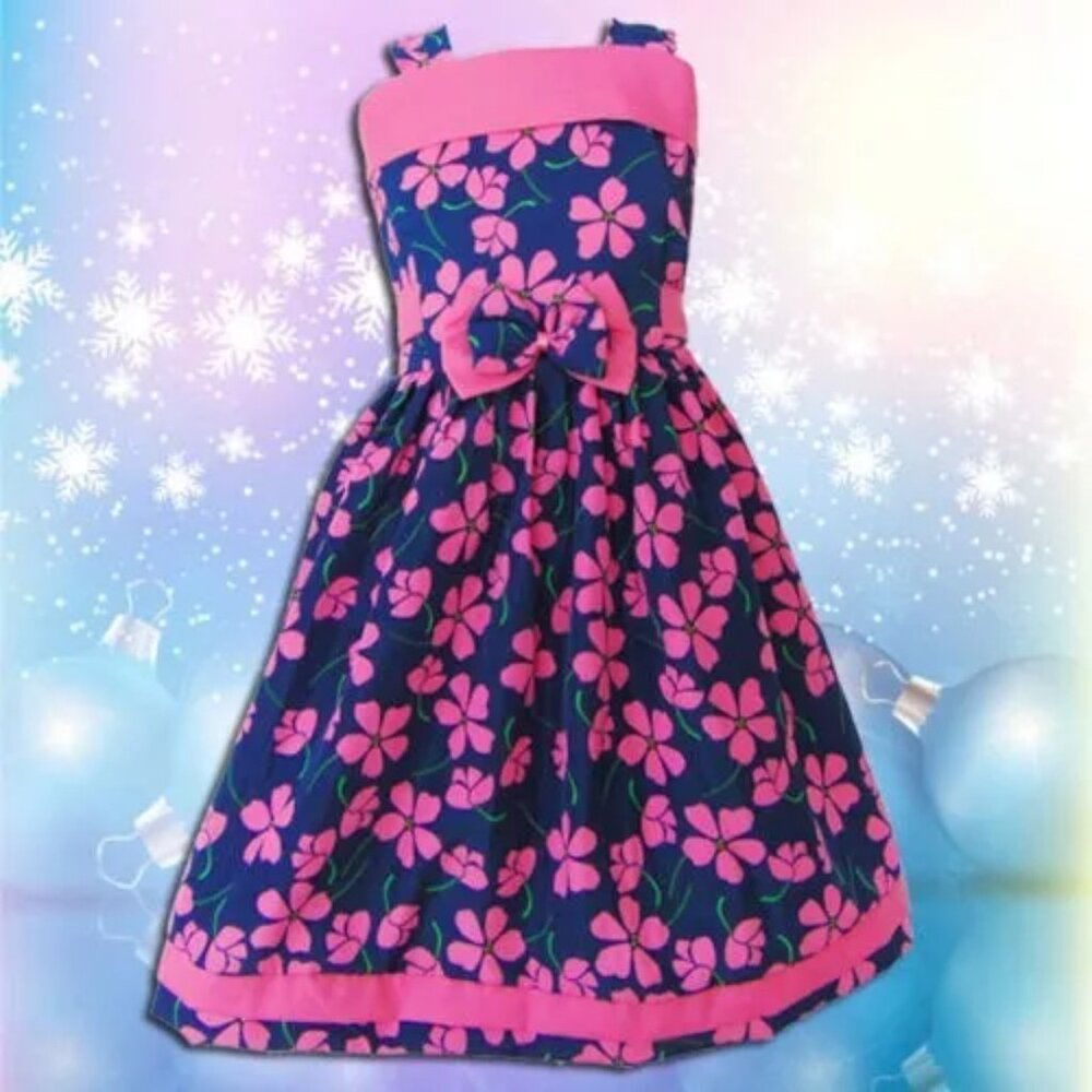 NWT GIRLS KIDS FASHION CUTE FLOWERS PRINCESS PINK FLORAL CHILDREN DRESS SIZE 2 4